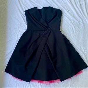Betsey Johnson Strapless Black & Pink Tulle Dress